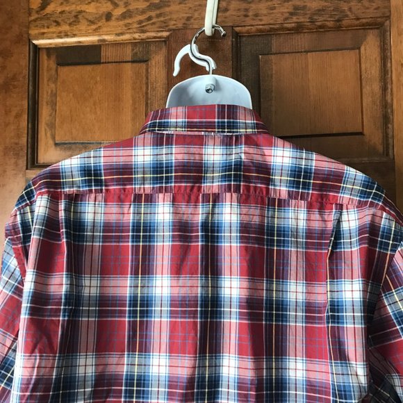 FINAL PRICE - Nautica Red/Navy/White/Yellow Plaid Button-Down Shirt XX-Large - Picture 8 of 10
